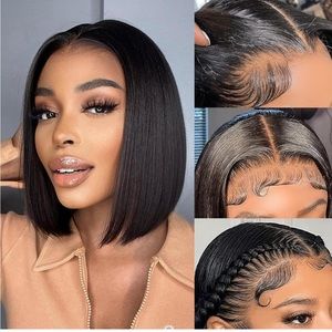 Bob Wig Human Hair 13×4 HD Lace Front Pre Plucked 180 Density Short Frontal